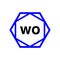 WO hexagon typography monogram. wo lettering icon