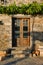 Wodden door with vines in Elounda village