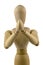 Woden dummy figure praying