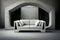 Wohndesign - Sofa weiss vor Betonwand,Octane Render ,hyperrealism, photorealism, photorealistic