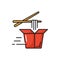Wok box with noodles and chopsticks isolated icon