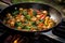 wok with crispy tofu and vibrant veggies on high heat
