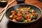 wok with crispy tofu and vibrant veggies on high heat