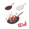 Wok illustration. Asian frying pan