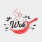 Wok pan illustration vector logo traditional frying pan griddle for noodle chinesse food
