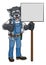 Wolf Cartoon Mascot Handyman Holding Sign