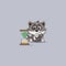 Wolf cub pup sticker emoticon sits at hourglass