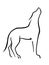 Wolf or dog howls - linear stylized picture - sign, symbol, icon or logo -vector template.