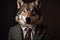 Wolf with expensive uniform. Generate AI