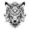 Wolf face head or wolf face design for tribal tattoo