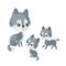 Wolf family in cartoon style