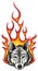 Wolf Flaming Fire Logo Vector Mascot Design