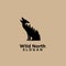 Wolf with forest wood negative space logo