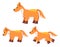 Wolf fox cute design illustration set collection of running standing orange furry tail dog