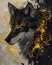 wolf golden hair Black Background