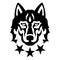 Wolf head with bow vector logo