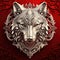 Wolf head emblem with metal frame AI generative illustration