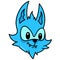 Wolf head emoticon with sharp teeth, doodle icon image kawaii