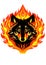 Wolf head with fire and flames illustration