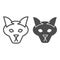 Wolf head line and solid icon. Coyote, wild animal face, simple silhouette. Animals vector design concept, outline style