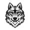 Wolf head logo 28, Detailed ink drawing