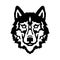 Wolf head logo 30. Black and white stylized drawing