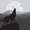 Wolf howling background in grey color