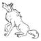 Wolf howling on the moon. Dog or wolf lineart cartoon illustration. Canine in lineart style image. Wild animal in comic style