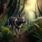 Wolf in the jungle. 3d rendering. 3d illustration. AI Generated