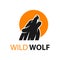 Wolf logo design and moon circle