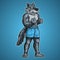 Wolf Logo Mascot Illustration standing for Fitness