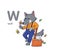 Wolf lumberjack with axe. Cute animal. Vector illustration alphabet