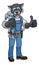 Wolf Mascot Carpenter Handyman Holding Hammer