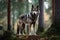 A wolf in a northern european forest created with generative AI technology