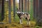 A wolf in a northern european forest created with generative AI technology