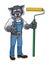 Wolf Painter Decorator Paint Roller Mascot Man