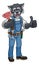 Wolf Plumber Cartoon Mascot Holding Plunger