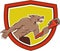 Wolf Plumber Monkey Wrench Shield Cartoon