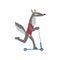 Wolf Riding Kick Scooter, Wild Animal Character Using Vehicle Vector Illustration