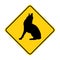 Wolf silhouette animal traffic sign yellow vector