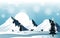 Wolf Snow Mountain Frozen Ice Nature Landscape Adventure Illustration