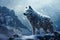 Wolf on snowy mountain massive. Generate ai