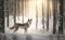 A wolf in the snowy wilderness staring the prey in North America, generative AI