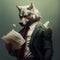 Wolf in suit in fury, he tears sheets of paper, mad boss . Generate Ai