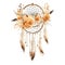 Wolf totem Indian dream catcher handmade wall hanging pendant circular net with feathers.