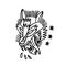 Wolf traditional tattoo flash, vector illustration