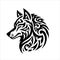 wolf tribal tattoo logo icon design illustration