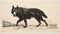 Wolf Walk Dark Black And Silver Lithograph By George Aftel