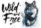 Wolf watercolor predator animals wildlife, wild and free, king of forest, print for t-shirt