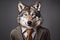 a wolf wearing a suit and tie